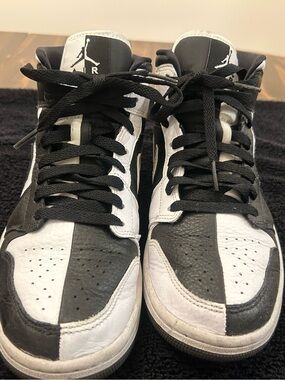 Jordan High-Top Sneakers in Black & White